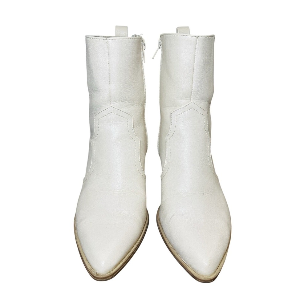 Lulus Vancy Stone Pointed Toe Mid Calf Boots‎ Cream White Western Women's 9 - Picture 5 of 15